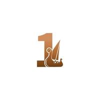 Number 1 with logo icon viking sailboat design template vector