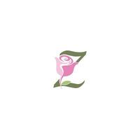 Letter Z with rose icon logo vector template