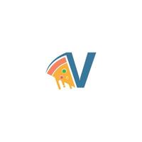 Letter V with pizza icon logo vector