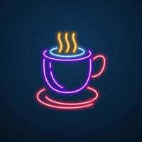 vector de señal de neón de taza de café