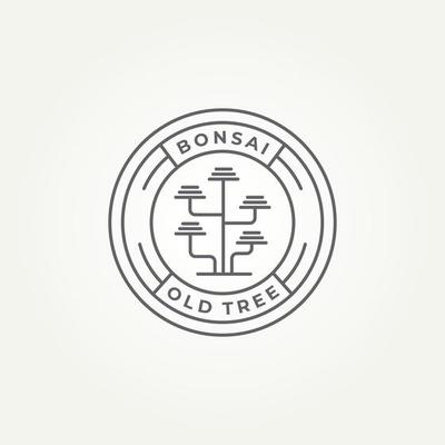 bonsai old tree minimalist line art icon logo