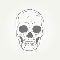 ghost skull hand draw line art icon logo design vector