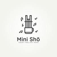 diseño de logotipo de instrumento musical japonés mini sho vector