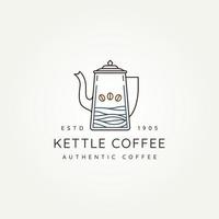 vector de icono de logotipo de arte de línea minimalista de hervidor de café