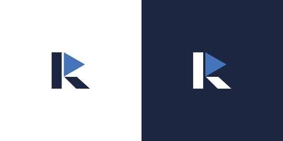 The initial logo design of the letter R is combined with a unique and interesting play symbol vector