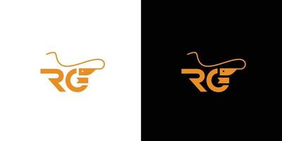 diseño de logotipo de camarón inicial de letra rg simple y único vector