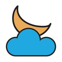 cloud and moon icon for website, presentation symbol editable vector