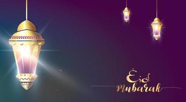 ilustración de la tarjeta de felicitación de eid mubarak, vector de dibujos animados ramadan kareem deseando festival islámico para pancarta, afiche, fondo, volante, ilustración, folleto y fondo de venta