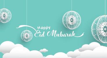 Eid Mubarak Design Background. Vector Illustration for greeting card, poster and banner. with fun design style