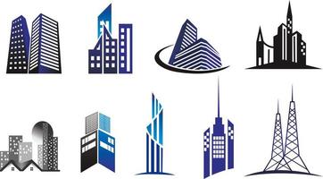 set of building and tower vector