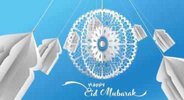 Eid Mubarak Design Background. Vector Illustration for greeting card, poster and banner. with fun design style