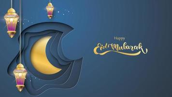 Eid Mubarak greeting Card Illustration, ramadan kareem cartoon vector Wishing for Islamic festival for banner, poster, background, flyer,illustration, brochure and sale background