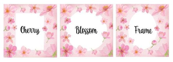 Cherry Blossom flower frame Watercolor vector collection