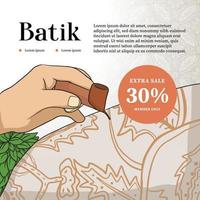 Batik Illustration for social media post. Hand drawn Indonesian cultures background. vector