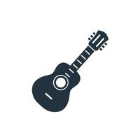 icono de vector de guitarra acústica en estilo moderno y plano aislado en fondo blanco. símbolo de guitarrista para aplicaciones web y móviles. ilustración vectorial