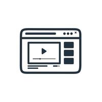 icono de vector de reproductor de video aislado en un fondo blanco. símbolo del sitio de reproducción de video para aplicaciones web y móviles. ilustraciones vectoriales