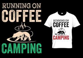 corriendo con café y camiseta de camping vector