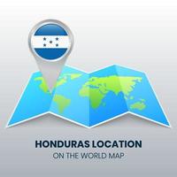 icono de ubicación de honduras en el mapa mundial, icono de pin redondo de honduras vector