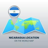 icono de ubicación de nicaragua en el mapa mundial, icono de pin redondo de nicaragua vector