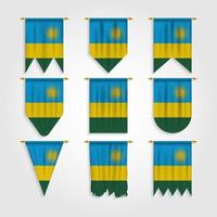 bandera de ruanda en diferentes formas vector
