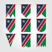 bandera de namibia en diferentes formas vector