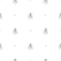 Minimalist Christmas tree seamless pattern, flat vector illustration on white background. Cute and simple childish pattern for cloth or wrapping paper. Scandinavian and hygge style.
