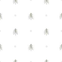 Minimalist Christmas tree seamless pattern, flat vector illustration on white background. Cute and simple childish pattern for cloth or wrapping paper. Scandinavian and hygge style.