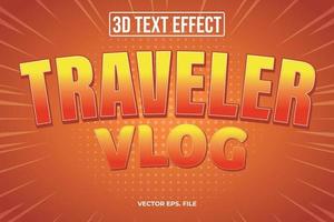 Travel VLOG Editable 3D Text Design vector