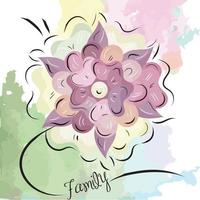 Sketch of purple vintage flower Watercolor background Vector