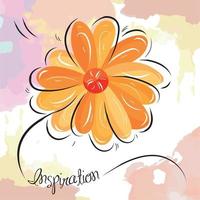 Sketch of yellow vintage flower watercolor background Vector