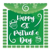 Green banner with text and beer icons Saint patrick day image Vector