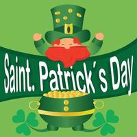 Irish elf and gold pot. Saint patricks day illustration - Vector