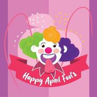 April fools poster with a funny clown Vector illustration