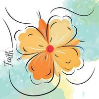 Isolated Sketch of yellow vintage flower watercolor background Vector