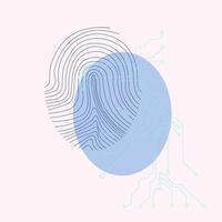 Fingerprint identification for access to personal financial data. Vector stock illustration. Biometric security, innovative technologies. Digital cybercrime.