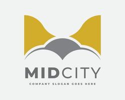 mid city - logotipo de la letra m vector