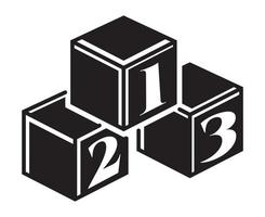 Cube 123 number blocks flat icon for apps and websites vector