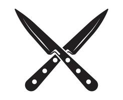 Crossed kitchen knife flat vector icon for apps or websites