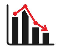 icono plano una caída del mercado bursátil o financiero para aplicaciones o sitios web vector