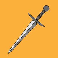Medieval sword cartoon icon. Vector illustration