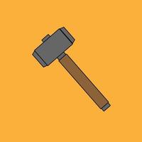 Big hammer cartoon. Vector illustration