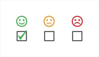 Set of round faces with checkboxes on white background. vector