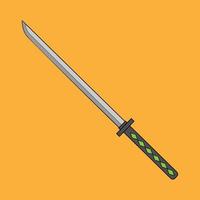 Samurai sword. Vector cartoon close-up illustration.