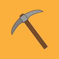 Wooden Pickaxe in flat style. The pick icon. Cartoon iron pickaxe for extraction of precious stones or extracting minerals. vector