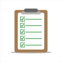 Successfully complete business assignments icon. checklist on clipboard paper. Vector illustration.