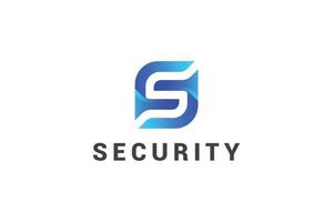 Letter S 3d blue color creative technological security logo vector