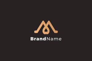 Letter M brown color simple line art love logo vector