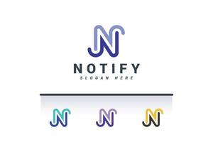 Letter N simple line art logo vector