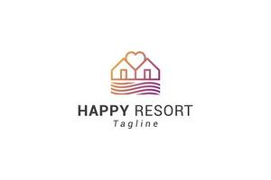 Happy resort love home logo vector