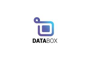 Letter D digital data box blue color logo vector